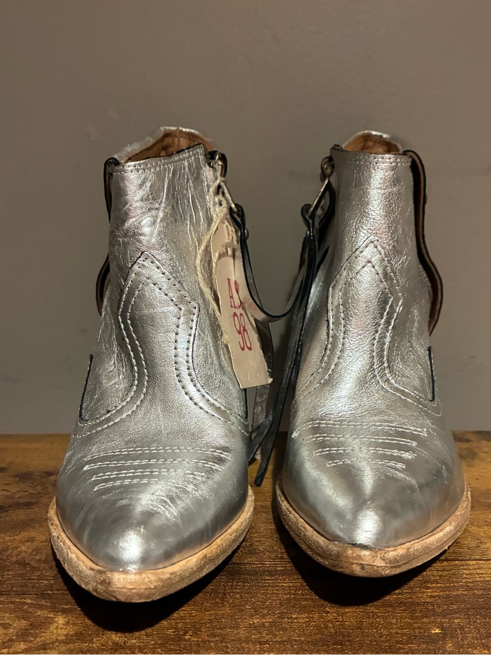 A.S 98 Jonas Mettalic studded Ankle Boots SZ 8.5(39)